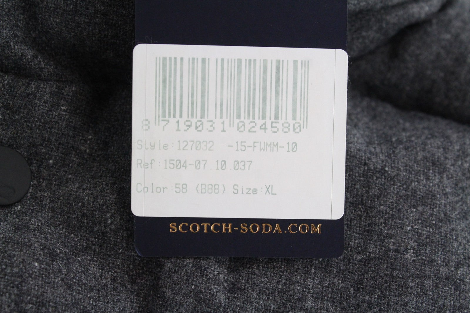 SCOTCH & SODA Men Jacket XL Mid Grey Melange Puffer Hooded Wool Blend Quilted