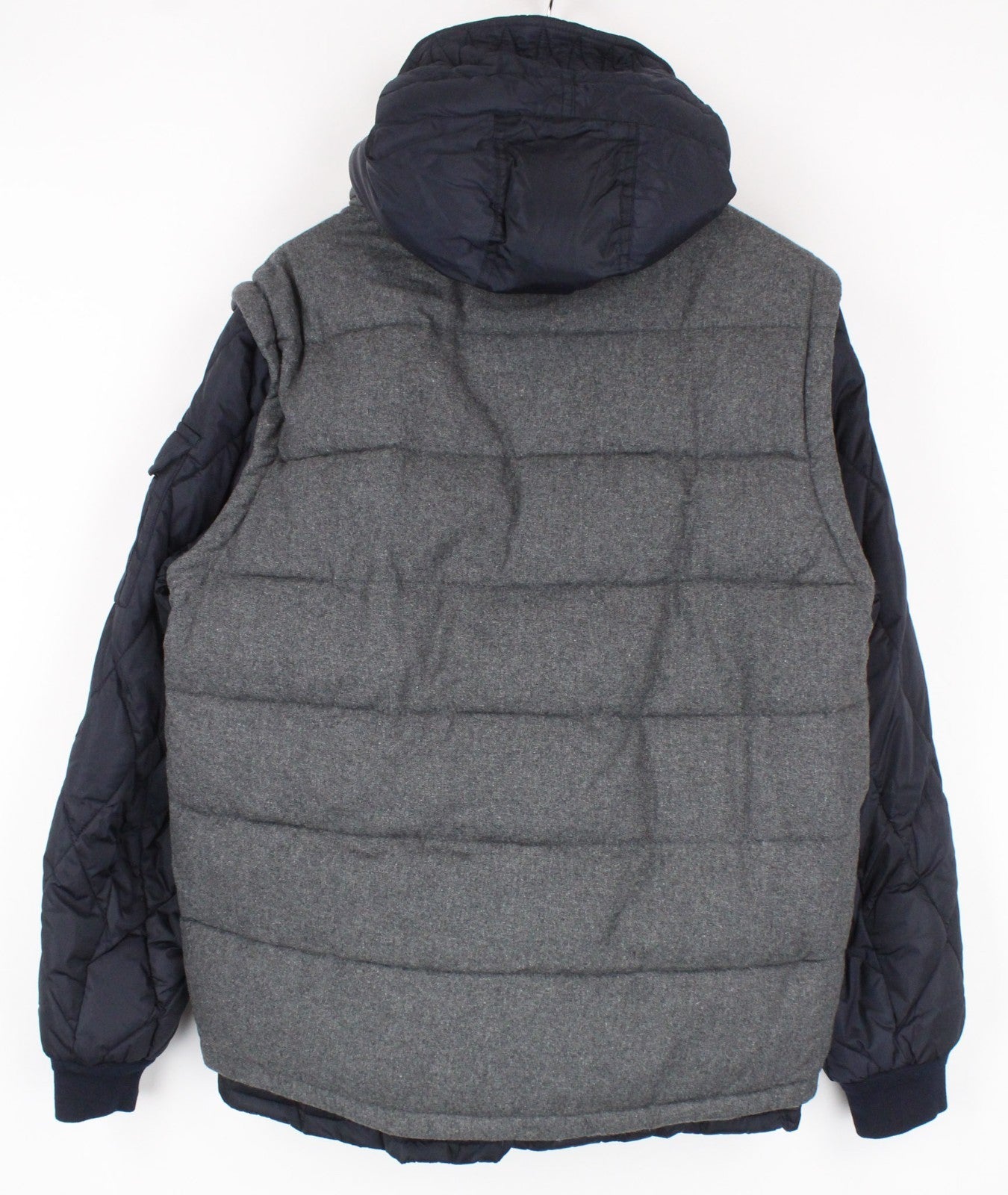 SCOTCH & SODA Men Jacket XL Mid Grey Melange Puffer Hooded Wool Blend Quilted