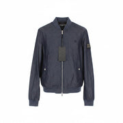RICHMOND Men Jacket IT48 M Blue Melange Classic Lightweight Bomber Linen Cotton