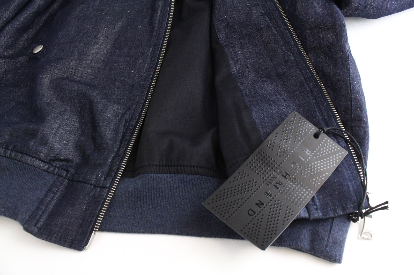 RICHMOND Men Jacket IT48 M Blue Melange Classic Lightweight Bomber Linen Cotton