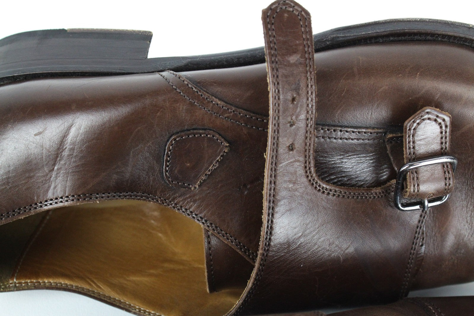 SUITSUPPLY Men Formal Shoes EU42.5 Mid Brown Leather Double Monk Strap Classic