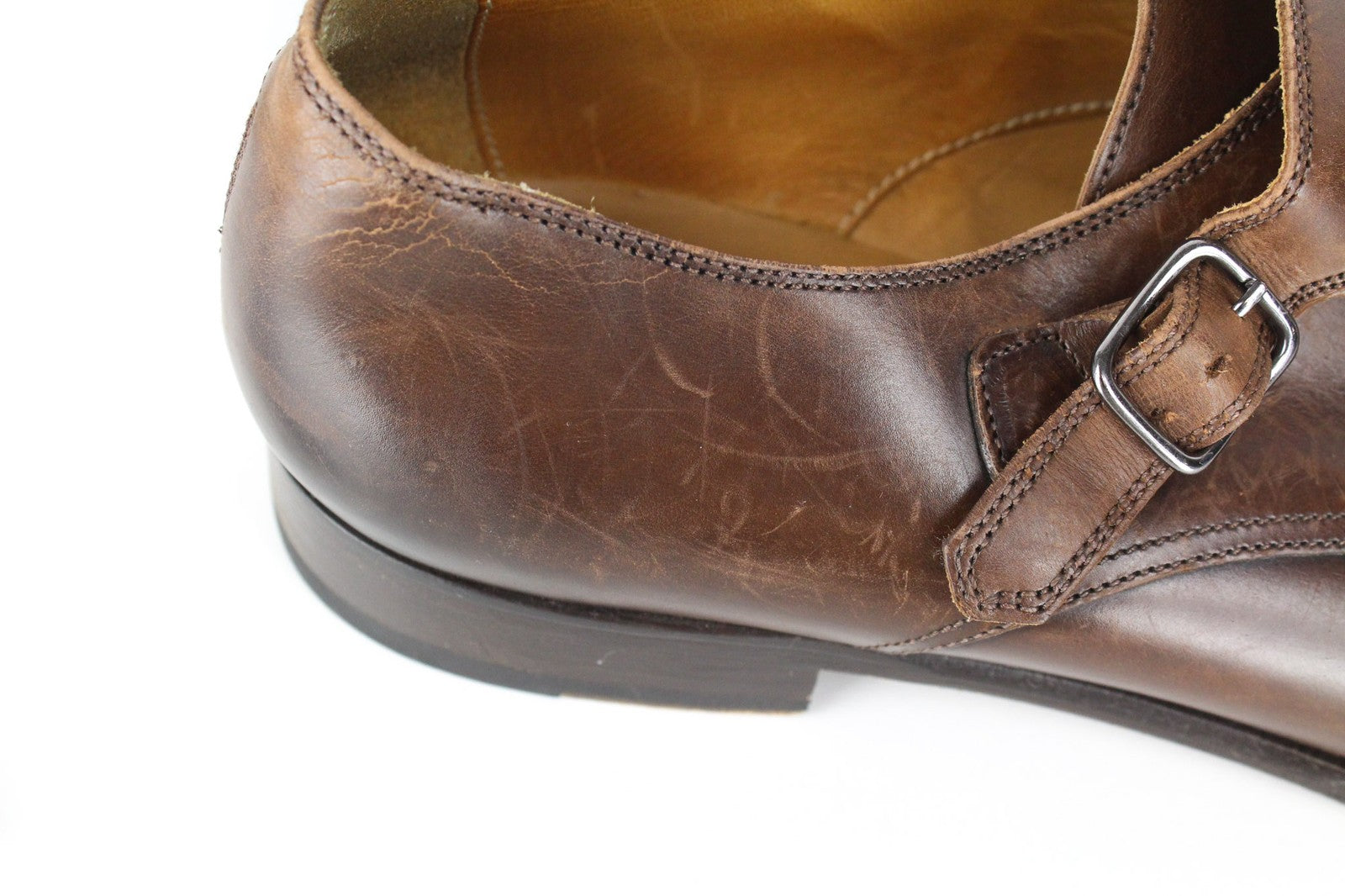 SUITSUPPLY Men Formal Shoes EU42.5 Mid Brown Leather Double Monk Strap Classic