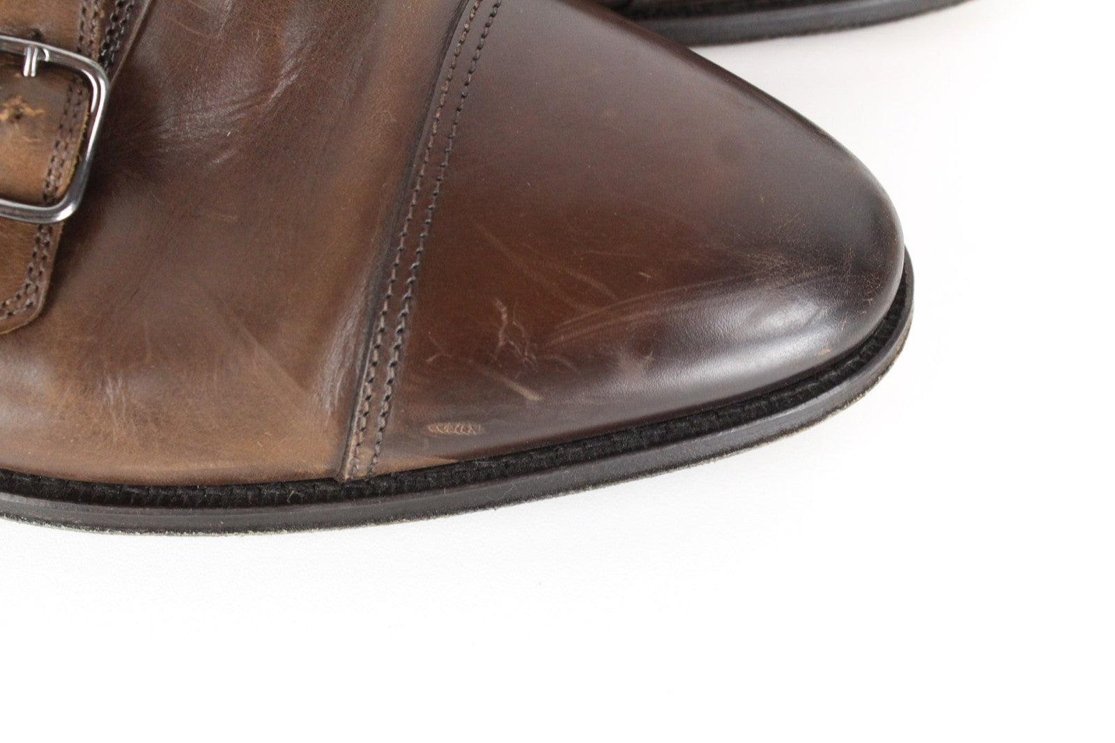 SUITSUPPLY Men Formal Shoes EU42.5 Mid Brown Leather Double Monk Strap Classic
