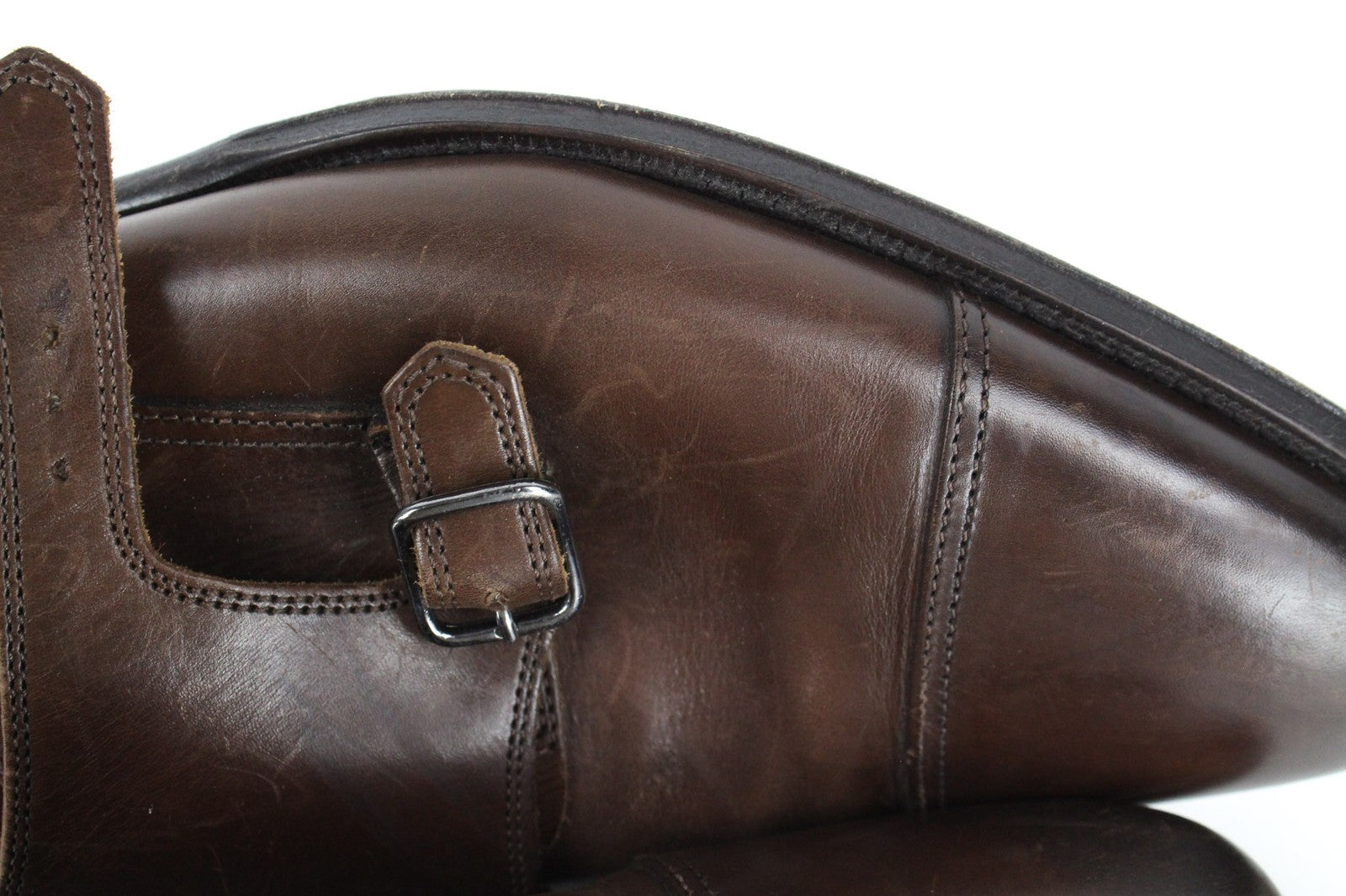 SUITSUPPLY Men Formal Shoes EU42.5 Mid Brown Leather Double Monk Strap Classic