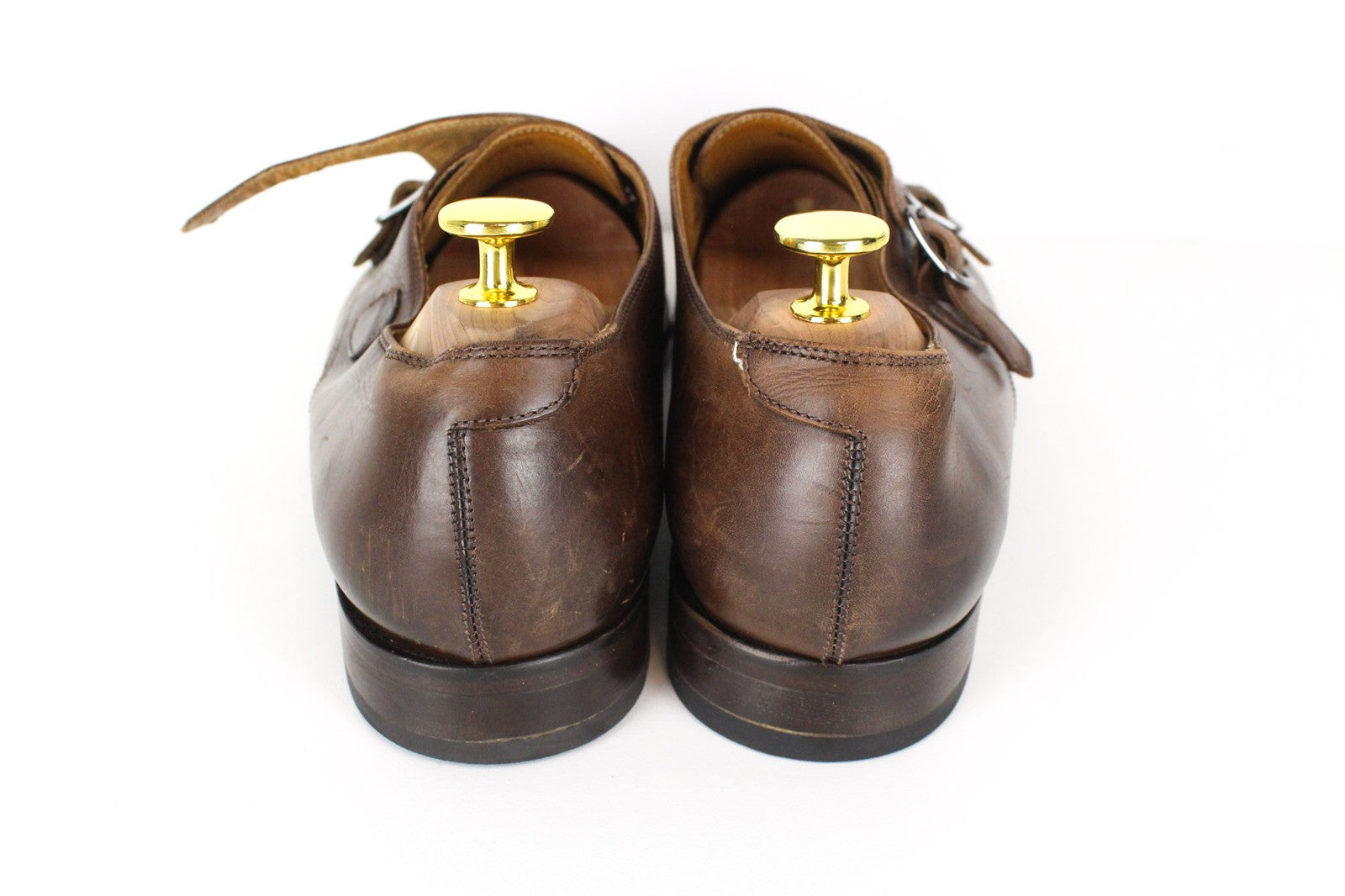SUITSUPPLY Men Formal Shoes EU42.5 Mid Brown Leather Double Monk Strap Classic