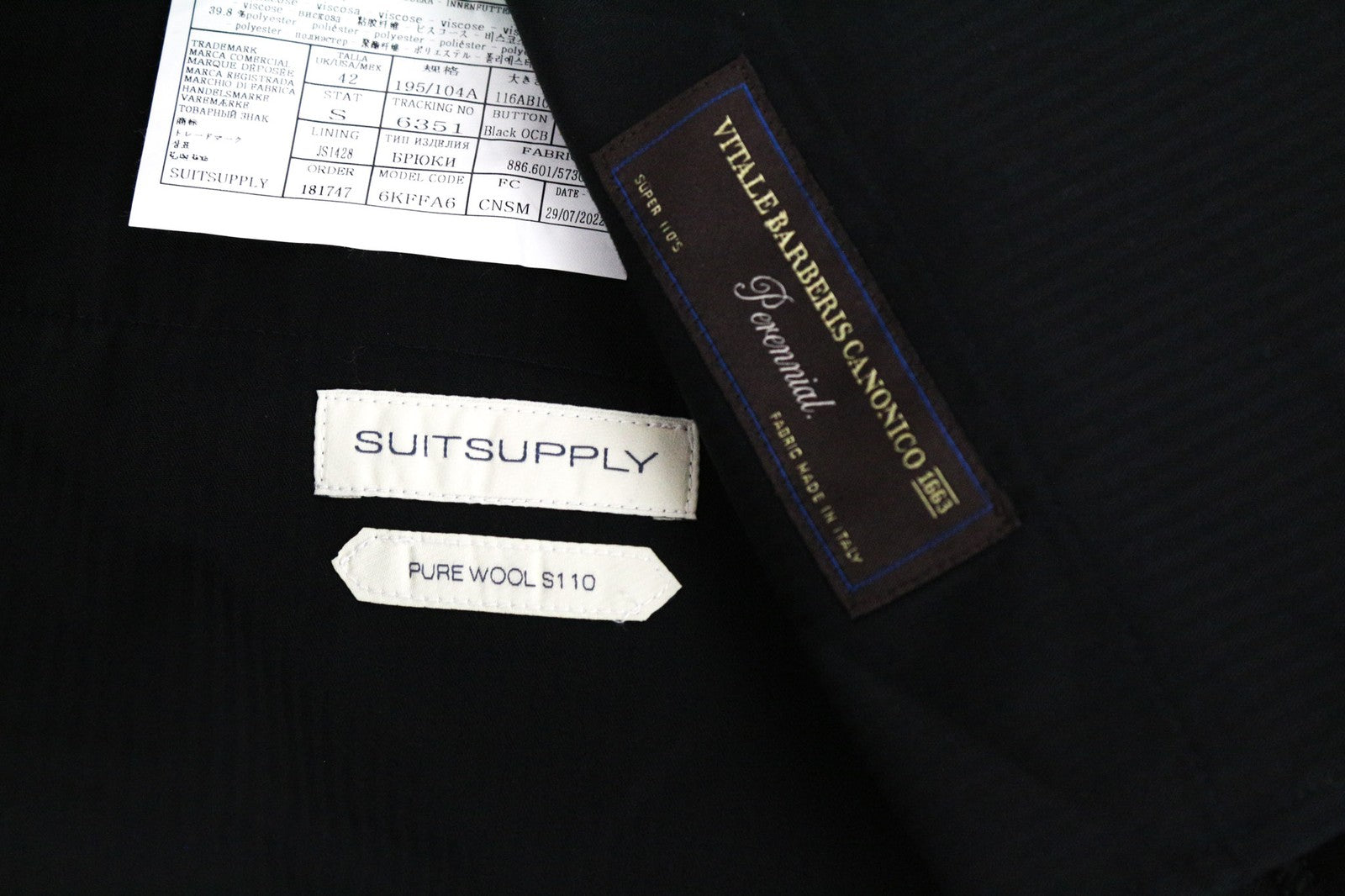 SUITSUPPLY Lazio Tuxedo Men Suit UK46R Velvet Wool Super 110 Slim Black 3 Piece