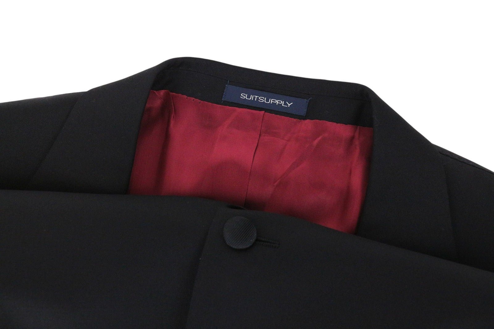 SUITSUPPLY Lazio Tuxedo Men Suit UK46R Velvet Wool Super 110 Slim Black 3 Piece