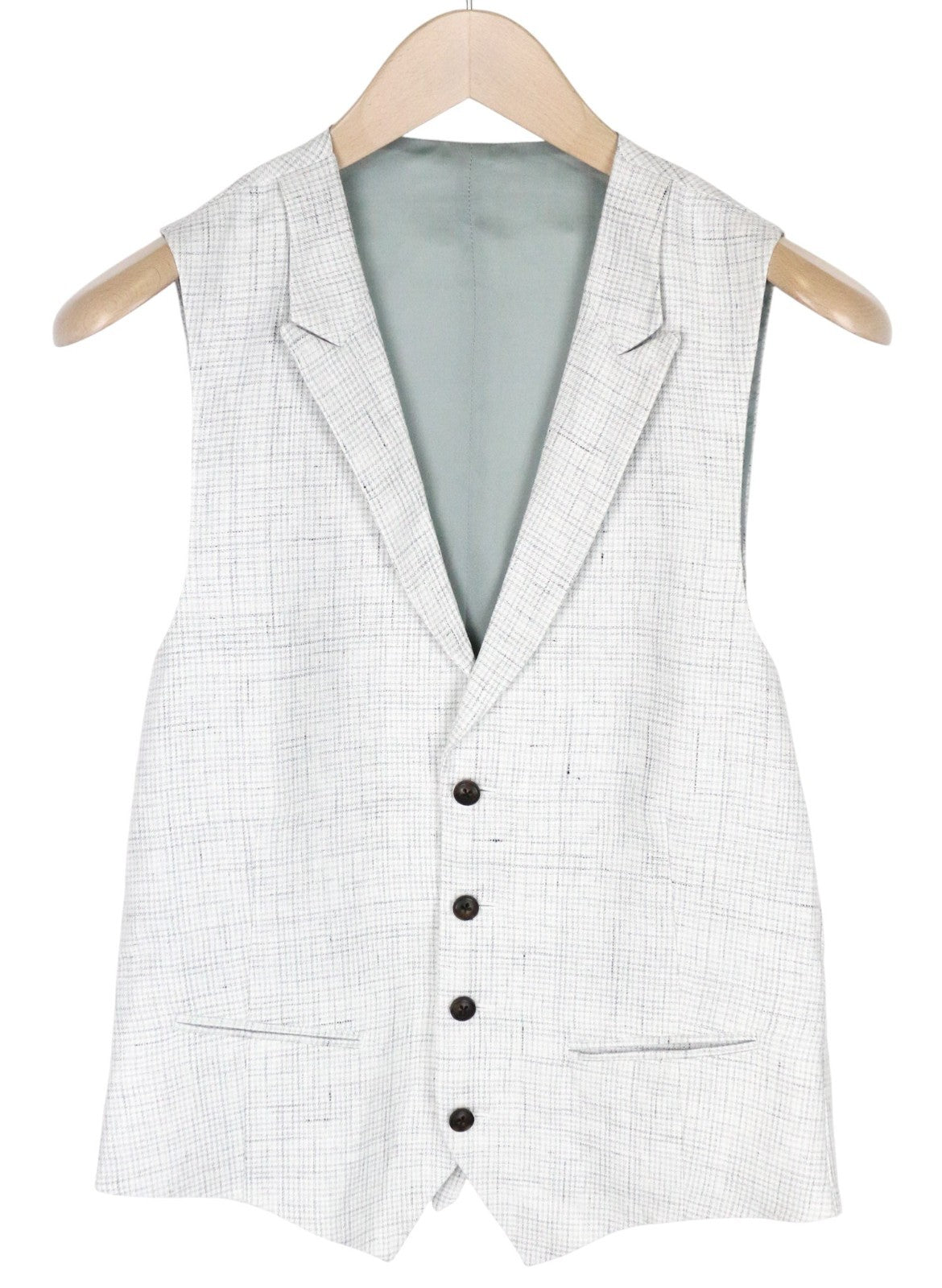 SUITSUPPLY Ferrara Men Suit UK36R Patterned Linen Trousers Vest Grey 2Piece