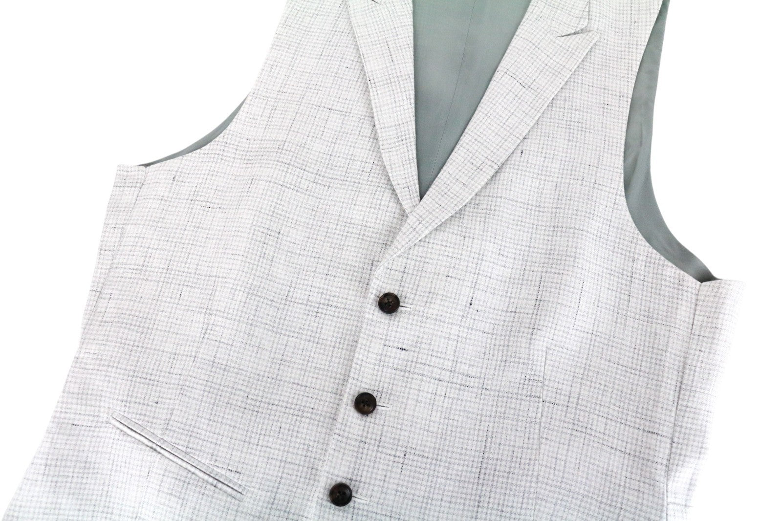 SUITSUPPLY Ferrara Men Suit UK36R Patterned Linen Trousers Vest Grey 2Piece