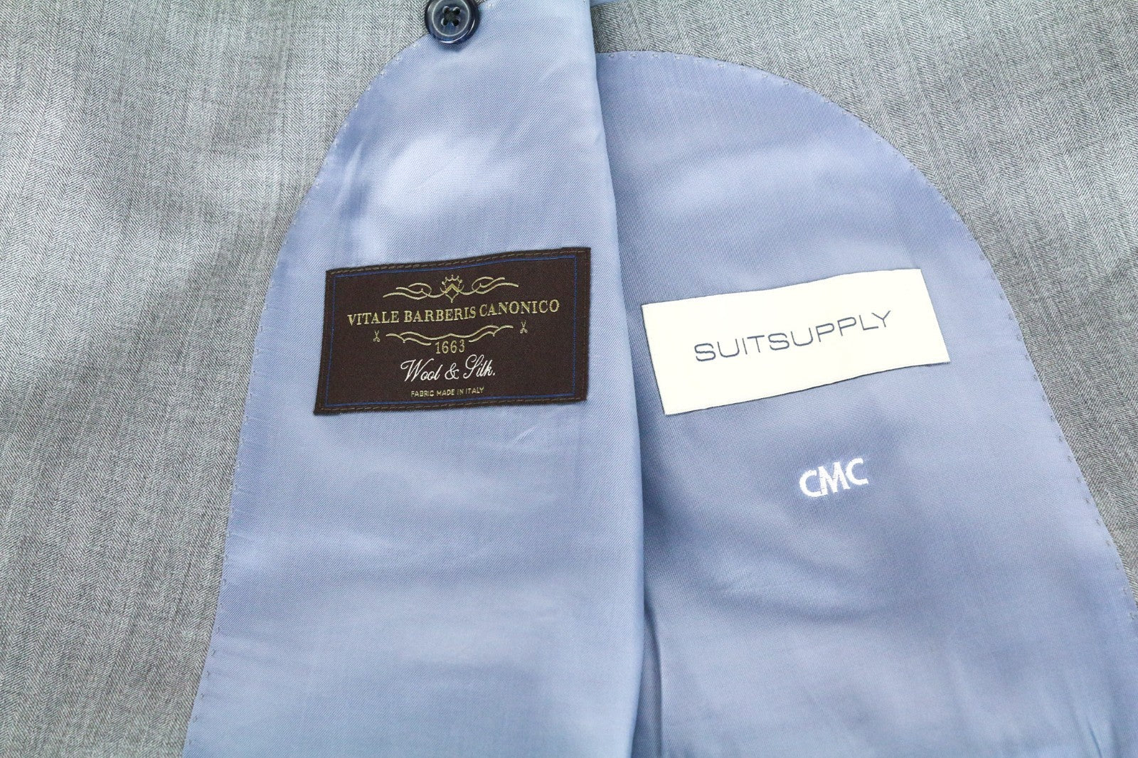 SUITSUPPLY La Spalla Men Blazer UK50R Grey Wool Silk Single-Breasted Notch