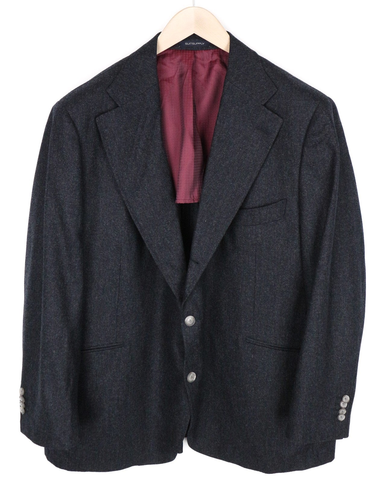 SUITSUPPLY La Spalla Men Blazer UK56S Grey Pure Wool Single-Breasted Classic
