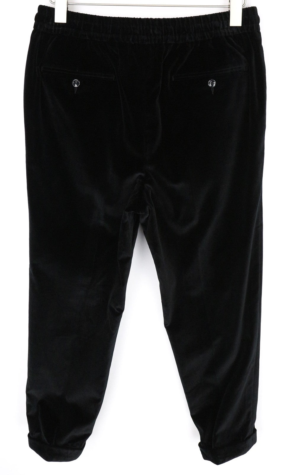 SUITSUPPLY Brescia Men Trousers UK32S Black Stretch Pleated Formal Velvet