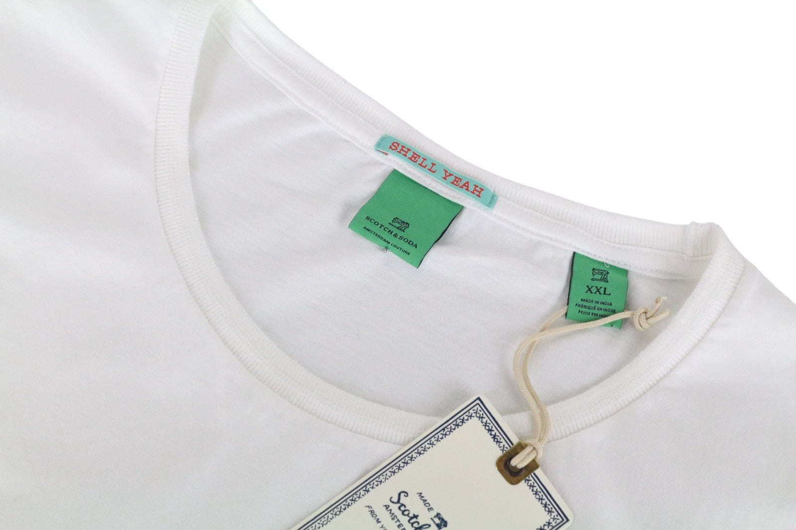 SCOTCH & SODA Ams Couture Men T-Shirt 2XL White Pure Cotton Short Sleeved Logo
