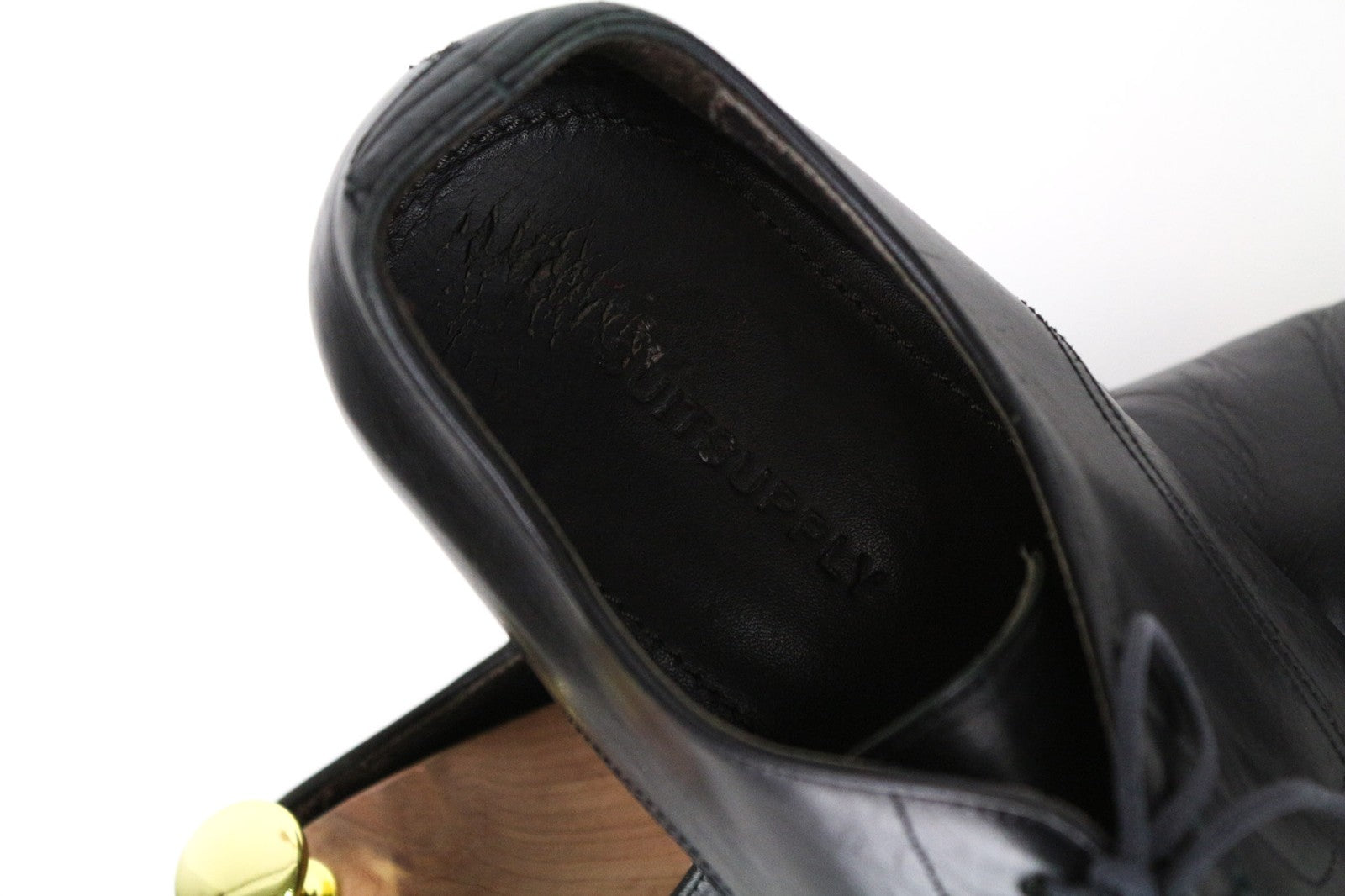 SUITSUPPLY Men Formal Shoes EU40.5 Black Genuine Leather Classic Laced Low-Top