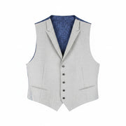 SUITSUPPLY Ferrara Men Waistcoat UK60R Grey Melange Slim Pure Wool Peak Lapel