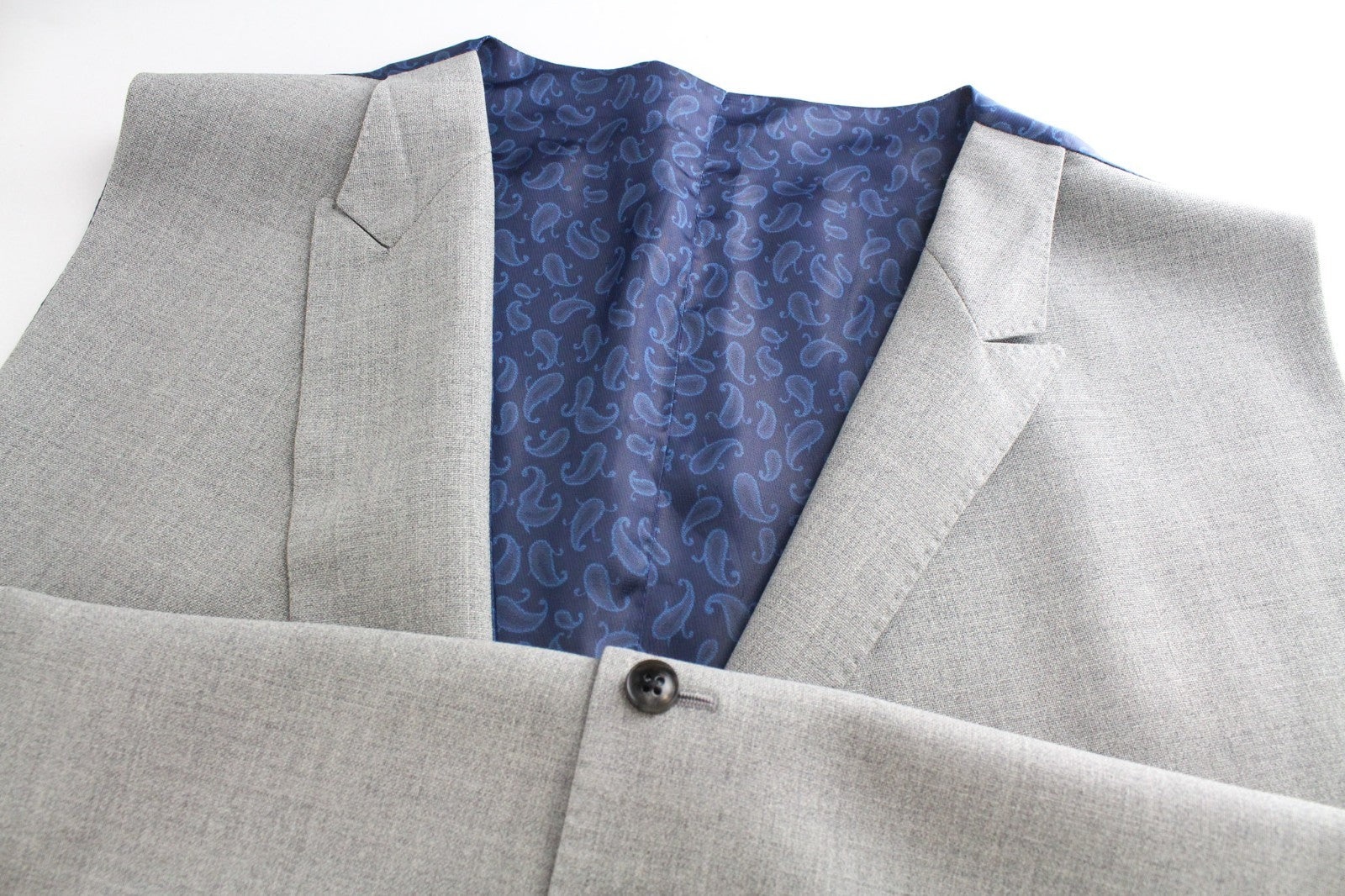 SUITSUPPLY Ferrara Men Waistcoat UK60R Grey Melange Slim Pure Wool Peak Lapel