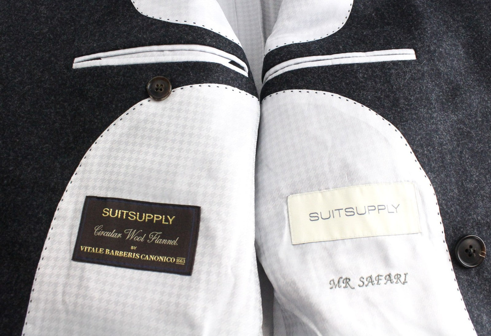 SUITSUPPLY La Spalla Men Suit UK38R Grey 2Pc Two-Row Circular Wool Flannel Slim
