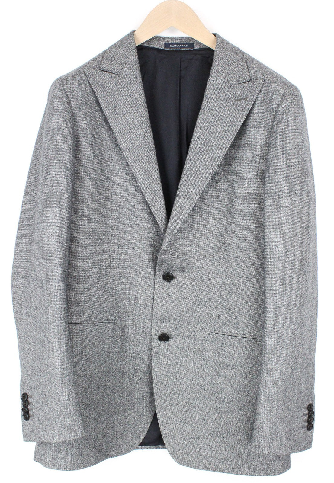 SUITSUPPLY Havana Peak Jetted Men Suit UK40L Houndstooth Grey 2Pc Wool S120