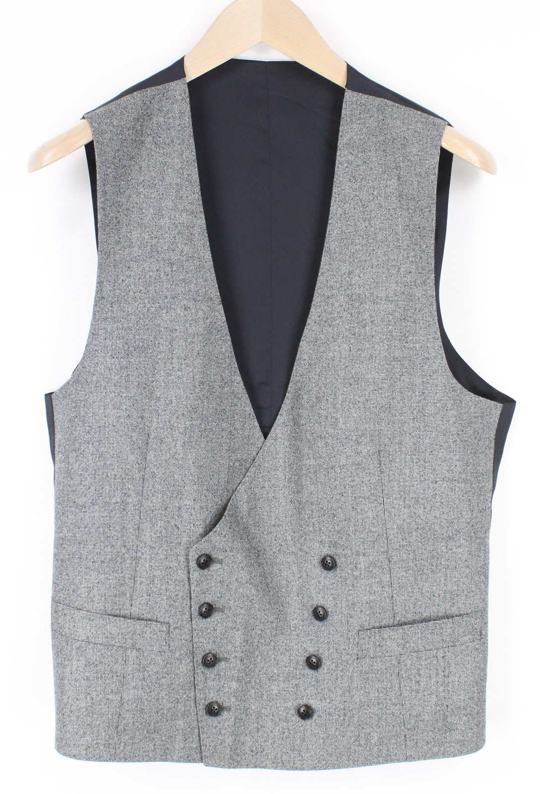 SUITSUPPLY Havana Peak Jetted Men Suit UK40L Houndstooth Grey 2Pc Wool S120