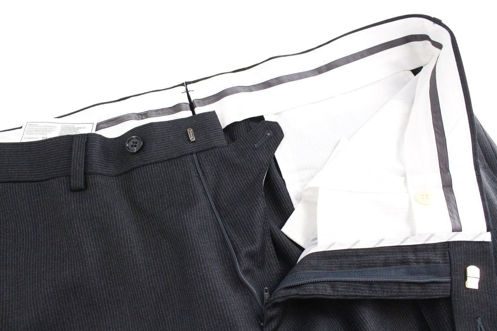 SUITSUPPLY Brescia Men Trousers UK40S Dark Grey Striped Slim Pure Wool Classic