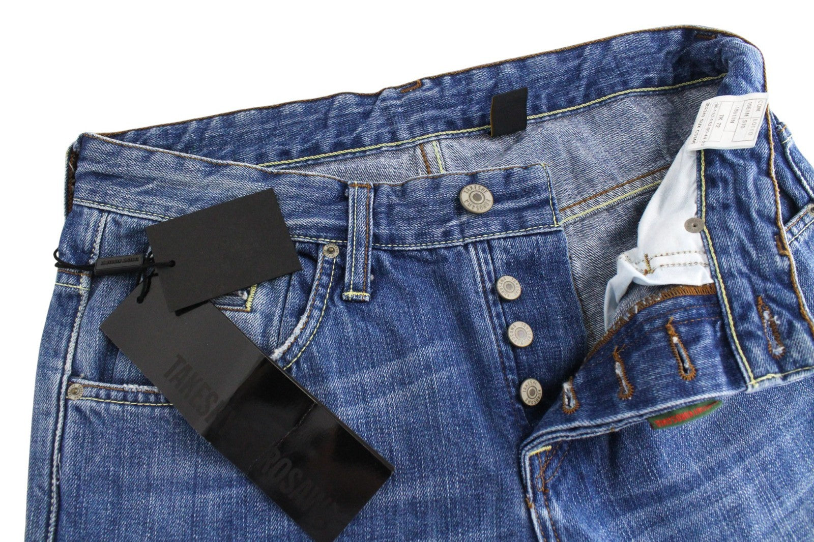 TAKESHY KUROSAWA TK 72 Men Jeans W32 Blue Distressed Slim Tapered Non-Stretch