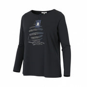 MARINA YACHTING Women T-Shirt S Black Crew Neck Logo Pullover Cotton