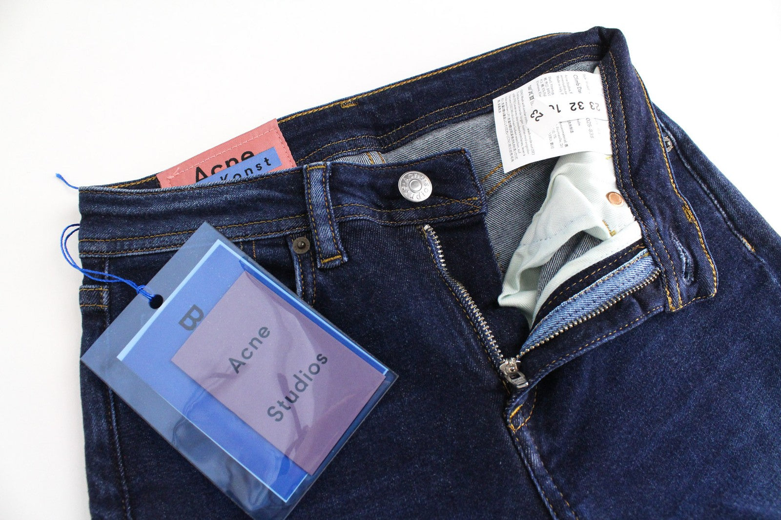 ACNE STUDIOS Climb Women Jeans W23/L32 Dark Blue Skinny Stretch Classic Zip-Fly