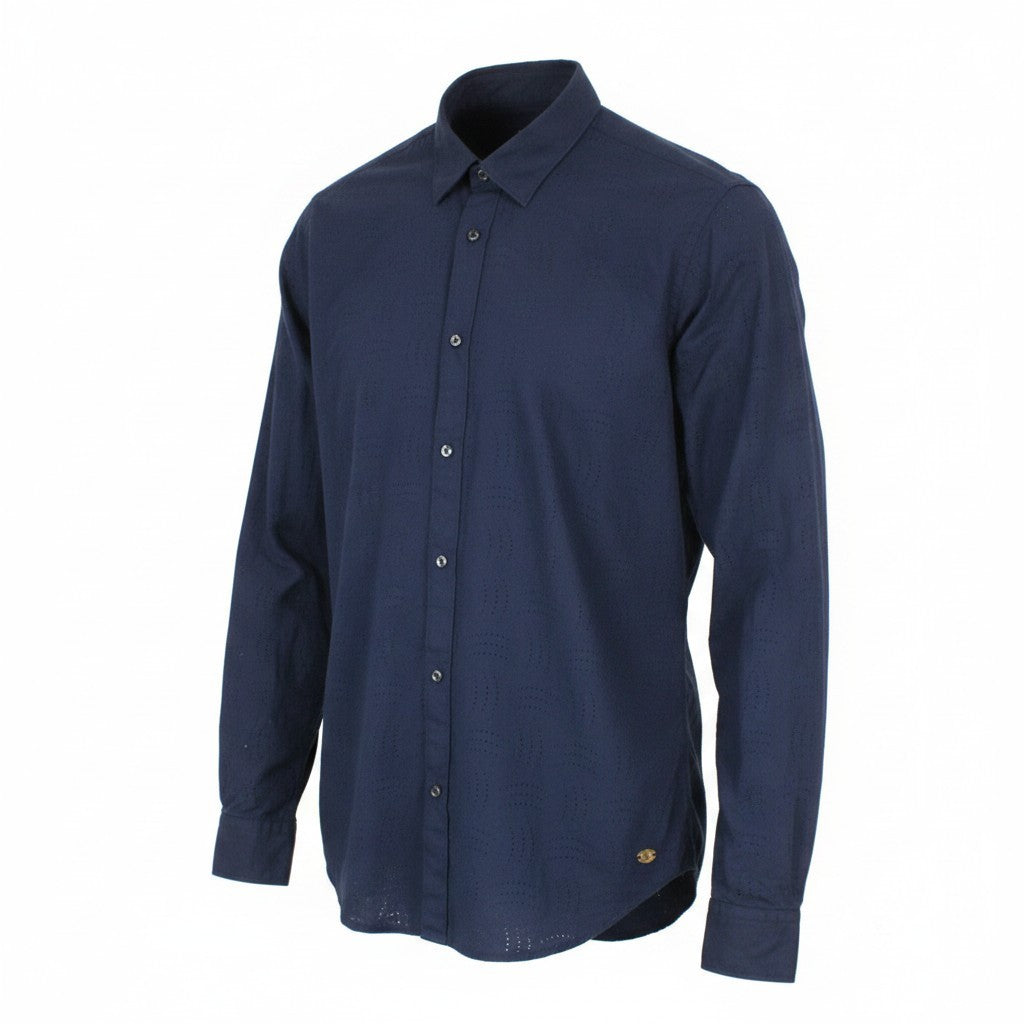 SCOTCH & SODA Men Shirt M Navy Blue Classic Patterned Button Up Spread Collar