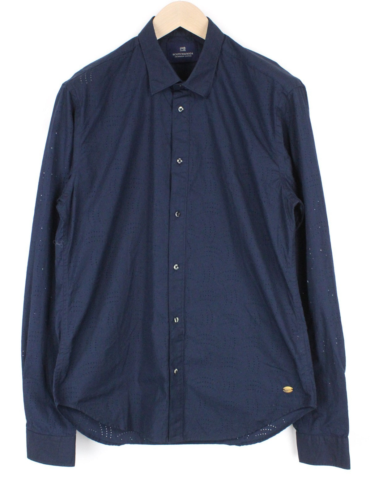 SCOTCH & SODA Men Shirt M Navy Blue Classic Patterned Button Up Spread Collar
