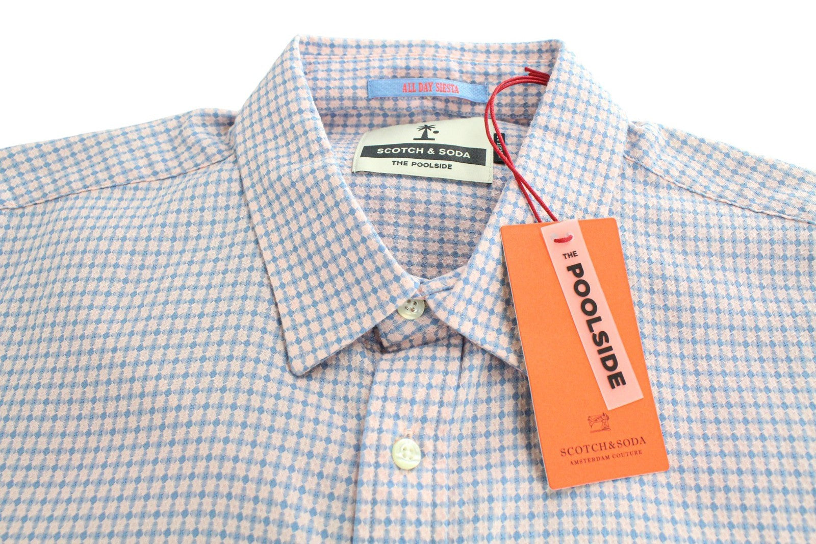SCOTCH & SODA Men Shirt M Light Pink Patterned Button Up Pure Cotton Classic