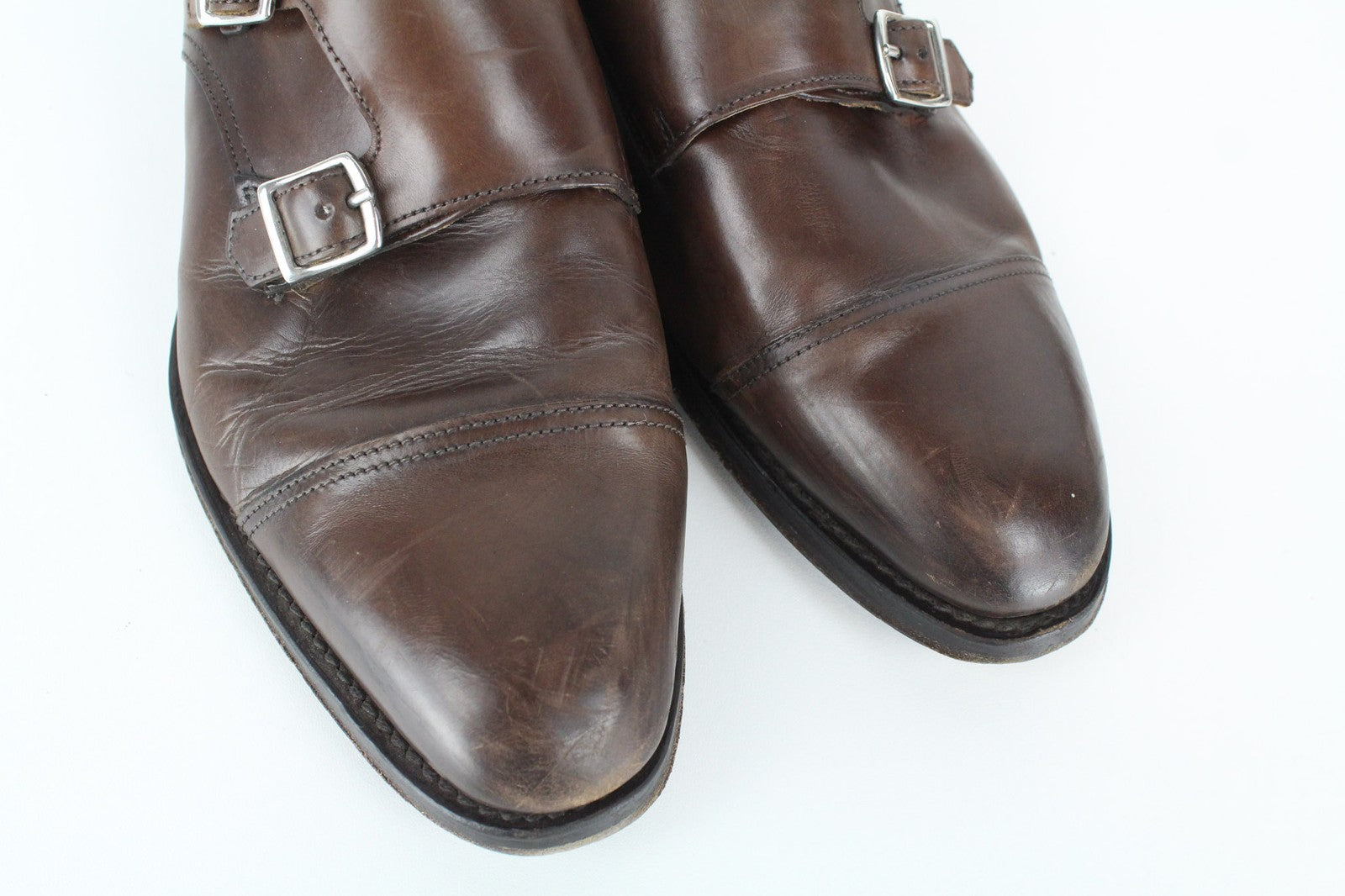 SUITSUPPLY Men Formal Shoes EU39.5 Blake-Stitch Double Monk Strap Brown Leather