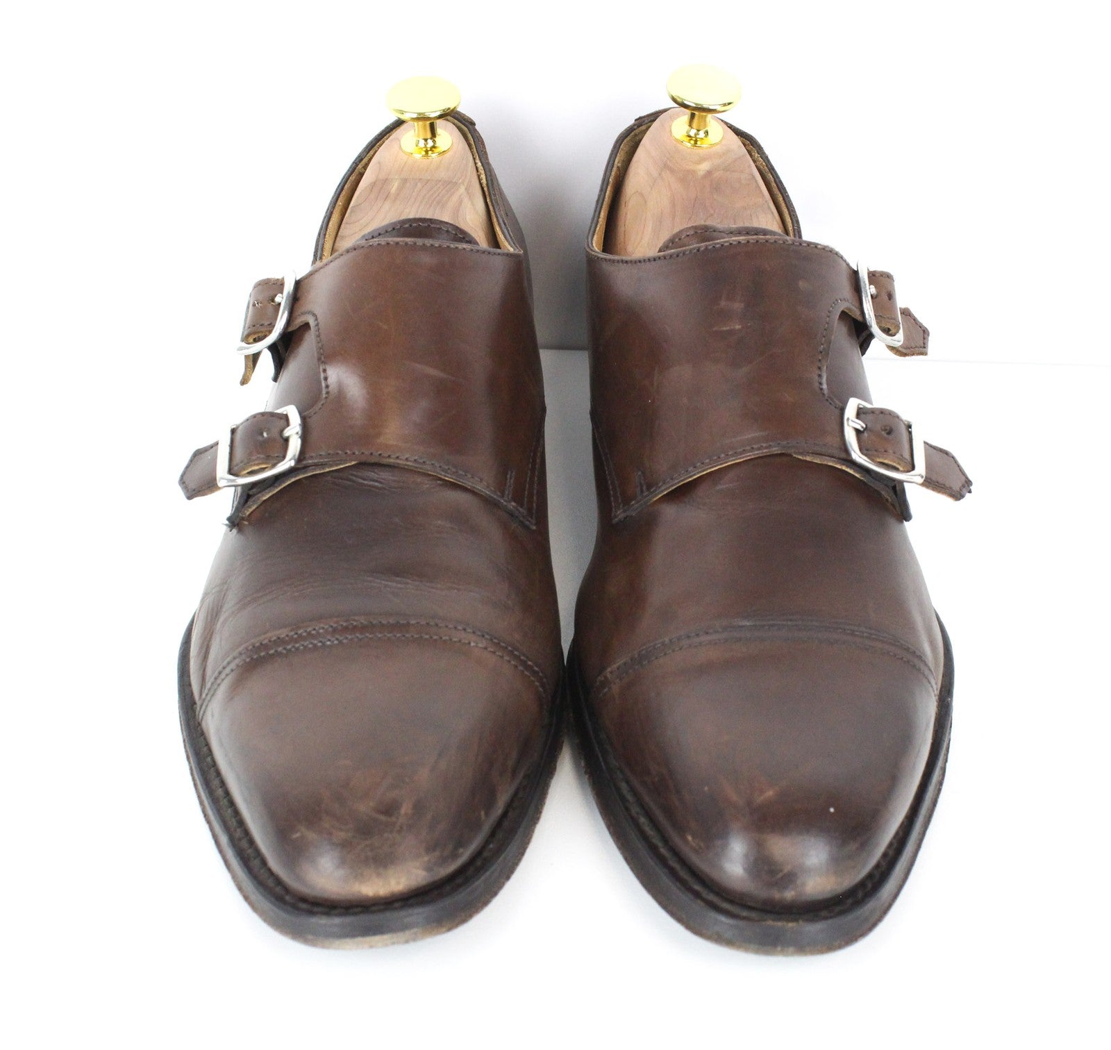 SUITSUPPLY Men Formal Shoes EU39.5 Blake-Stitch Double Monk Strap Brown Leather