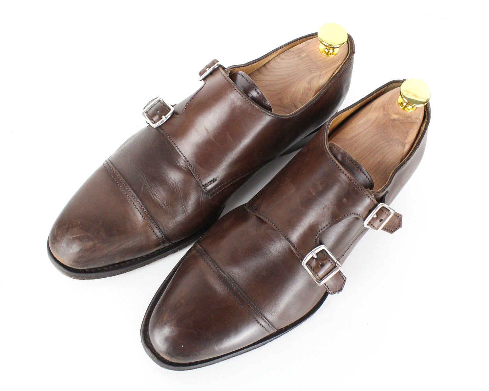 SUITSUPPLY Men Formal Shoes EU39.5 Blake-Stitch Double Monk Strap Brown Leather