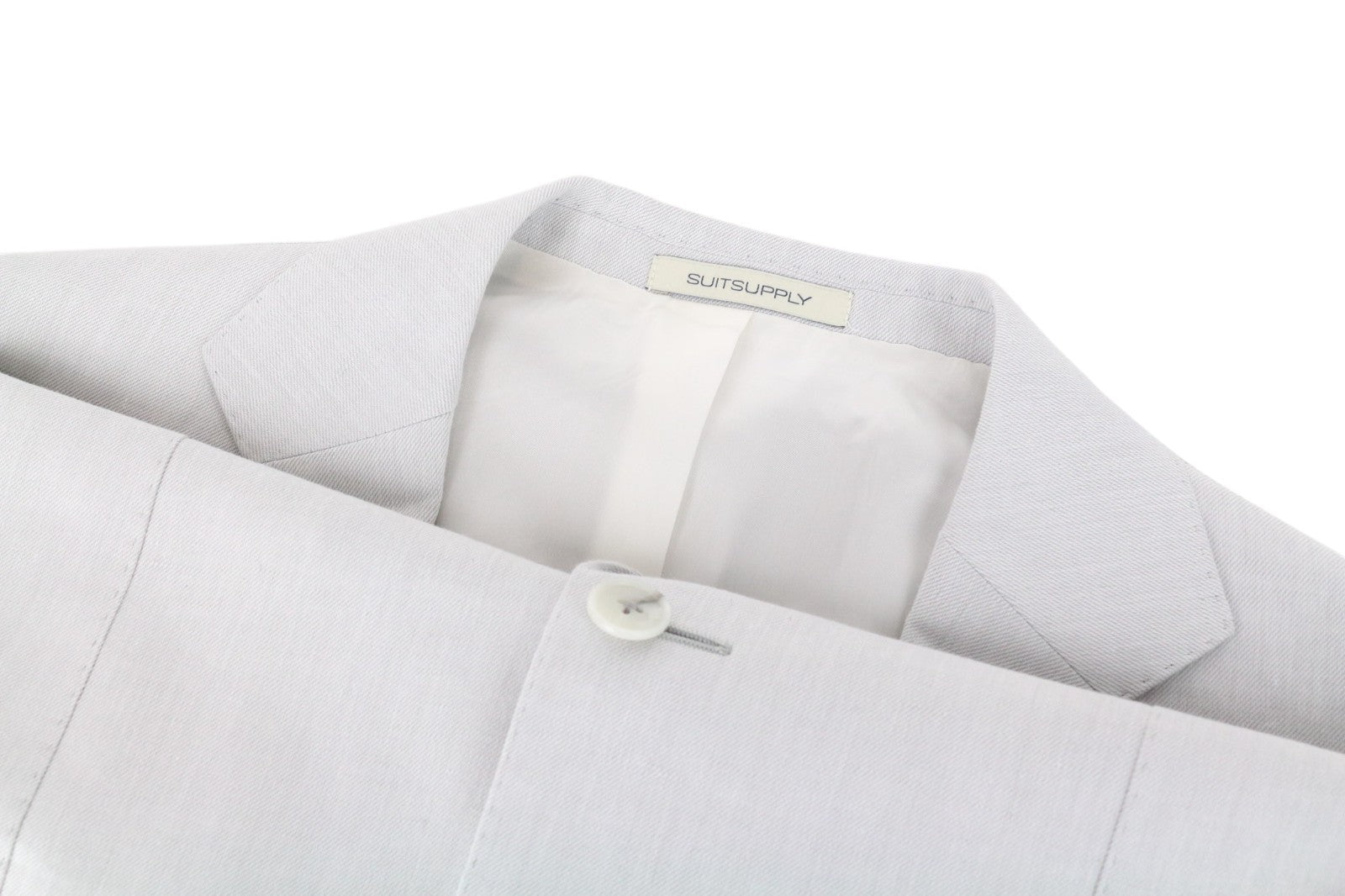 SUITSUPPLY Havana Patch Men Suit UK40S Grey 2-Piece Melange Slim Linen Cotton