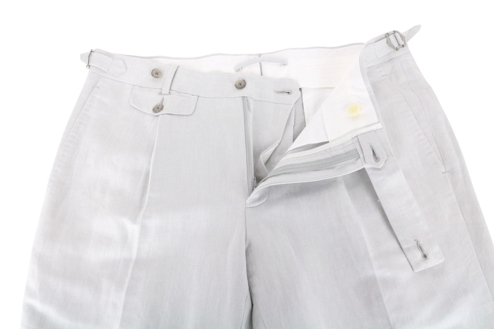 SUITSUPPLY Havana Patch Men Suit UK40S Grey 2-Piece Melange Slim Linen Cotton