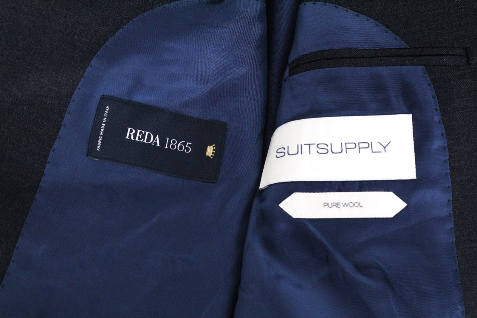 SUITSUPPLY Napoli Men Suit UK38L Dark Grey 2-Piece Melange Pure Wool Lined