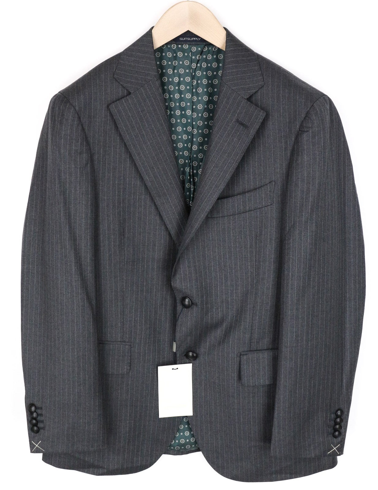SUITSUPPLY La Spalla Men Blazer UK40S Grey Pinstriped Slim Pure Wool Perennial