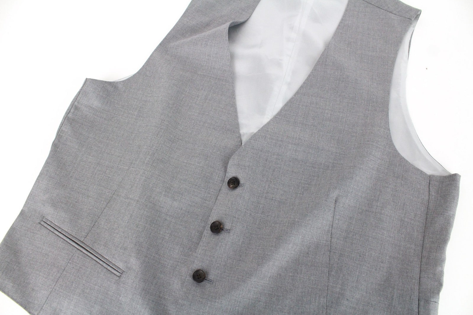 SUITSUPPLY Ferrara Men Waistcoat UK44R Mid Grey Melange Slim Pure Wool Twill