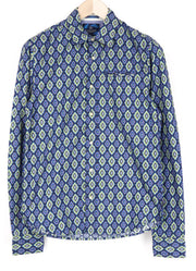 SCOTCH & SODA Men Shirt S Blue Graphic Print Button Up Pure Cotton Spread