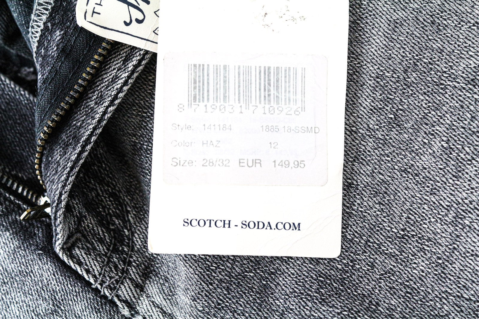 SCOTCH & SODA Skim X Men Jeans W28/L32 Grey Skinny Fit Ripped Cotton Stretch