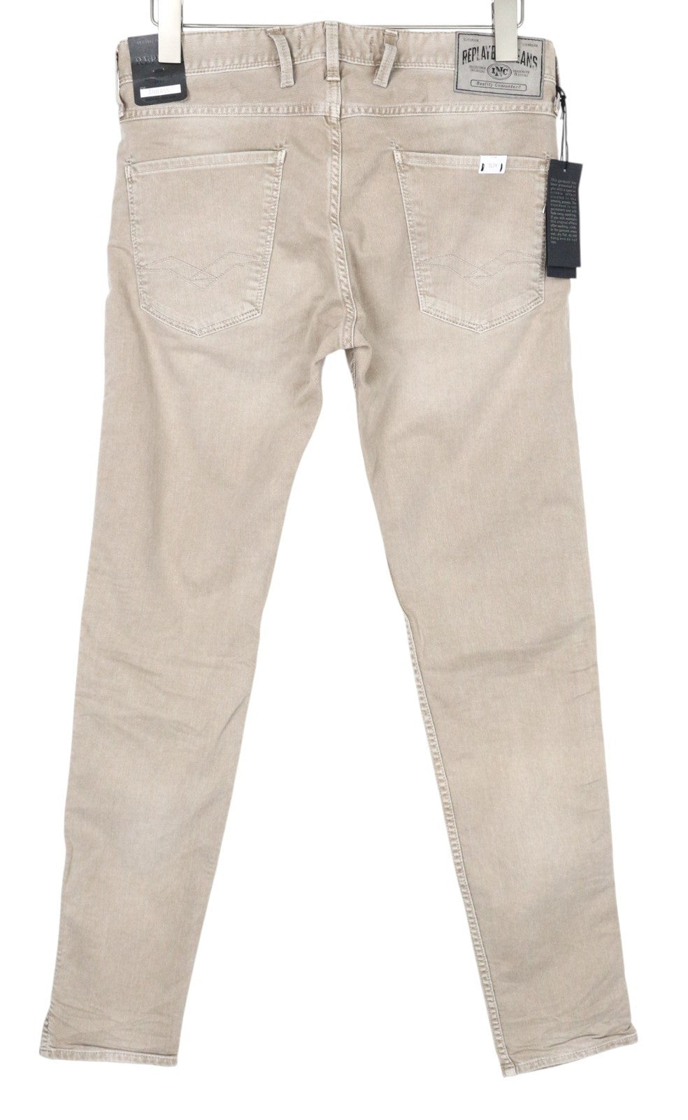 REPLAY Anbass Men Jeans W30/L32 Light Brown Slim Stretch Bull Denim Zip-Fly