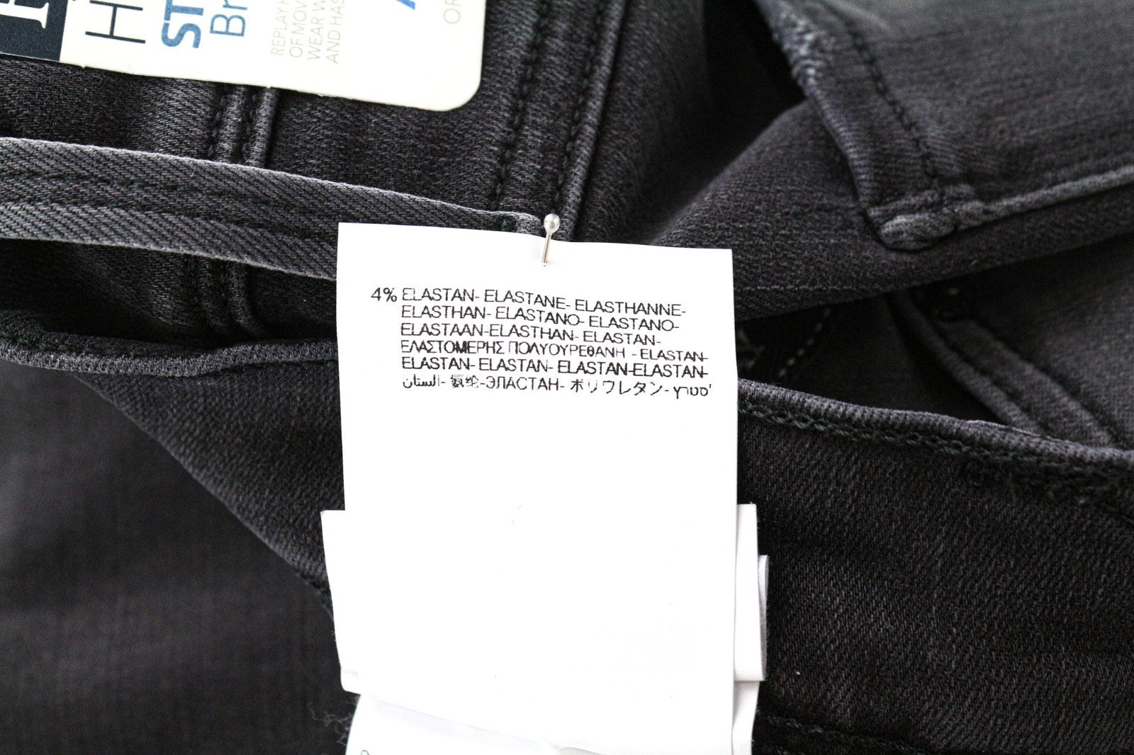 REPLAY Anbass Men Jeans W30/L34 Dark Grey Slim Fit Distressed Stretch Zip-Fly