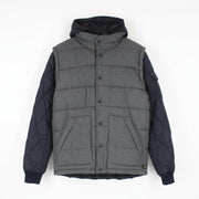 SCOTCH & SODA Men Jacket XL Dark Grey Melange Hooded Quilted Wool Blend Zip Up