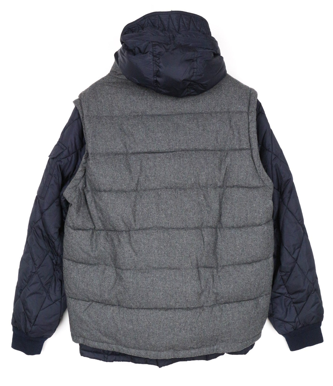 SCOTCH & SODA Men Jacket XL Dark Grey Melange Hooded Quilted Wool Blend Zip Up
