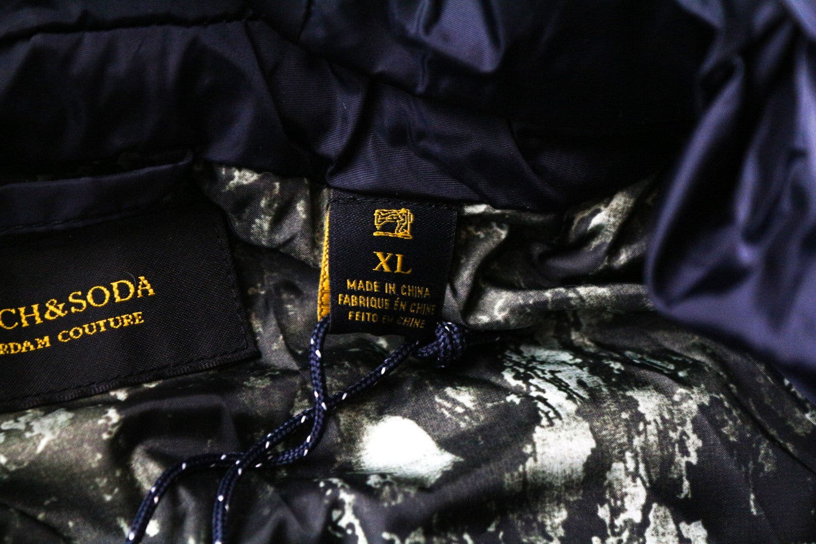 SCOTCH & SODA Men Jacket XL Dark Grey Melange Hooded Quilted Wool Blend Zip Up