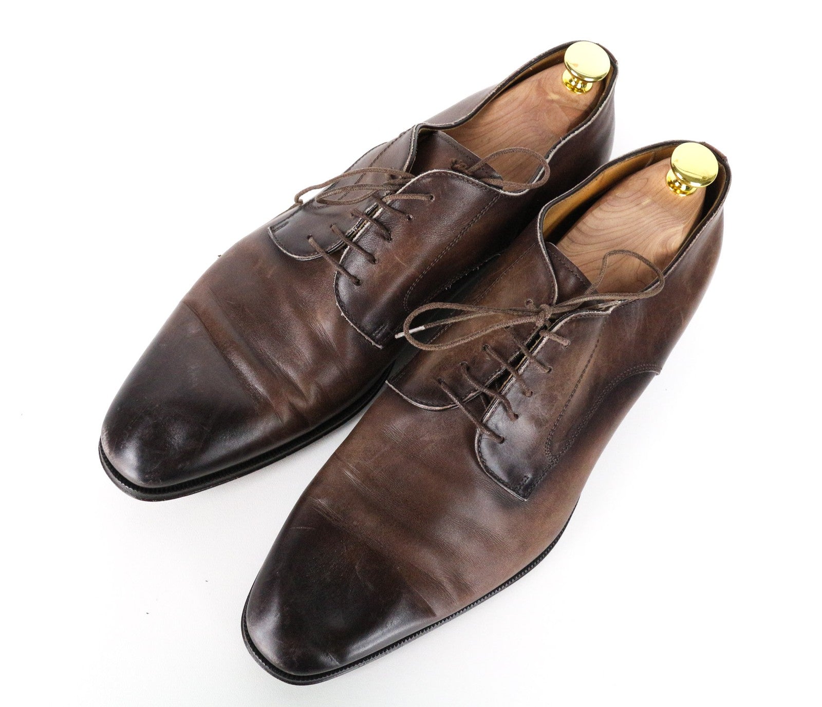 SUITSUPPLY Men Formal Shoes EU43.5 Mid Brown Calf Leather Derby Classic Lace-Up