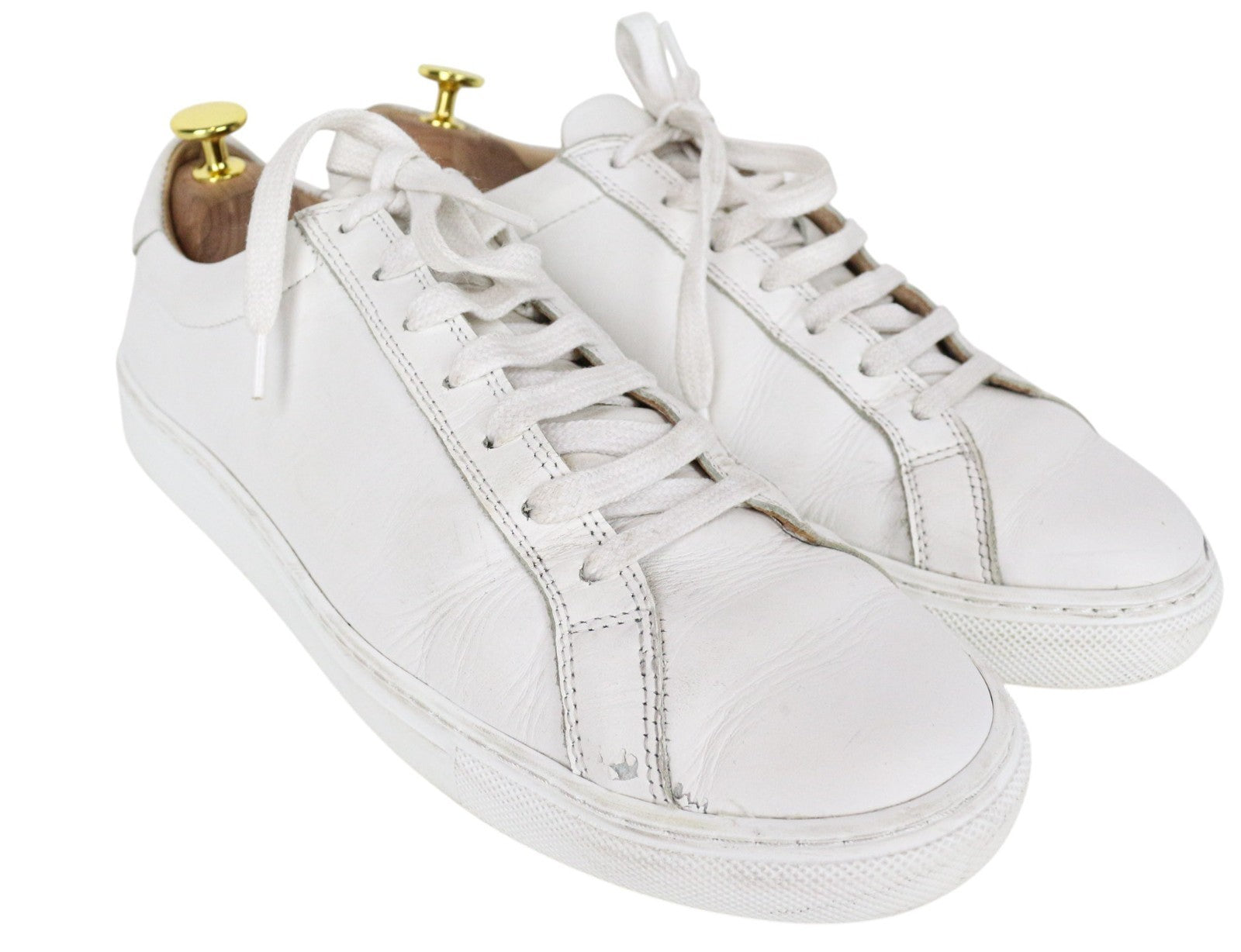SUITSUPPLY Men Sneakers EU42 Solid White Smart Calf Leather Lace-Up Low-Top
