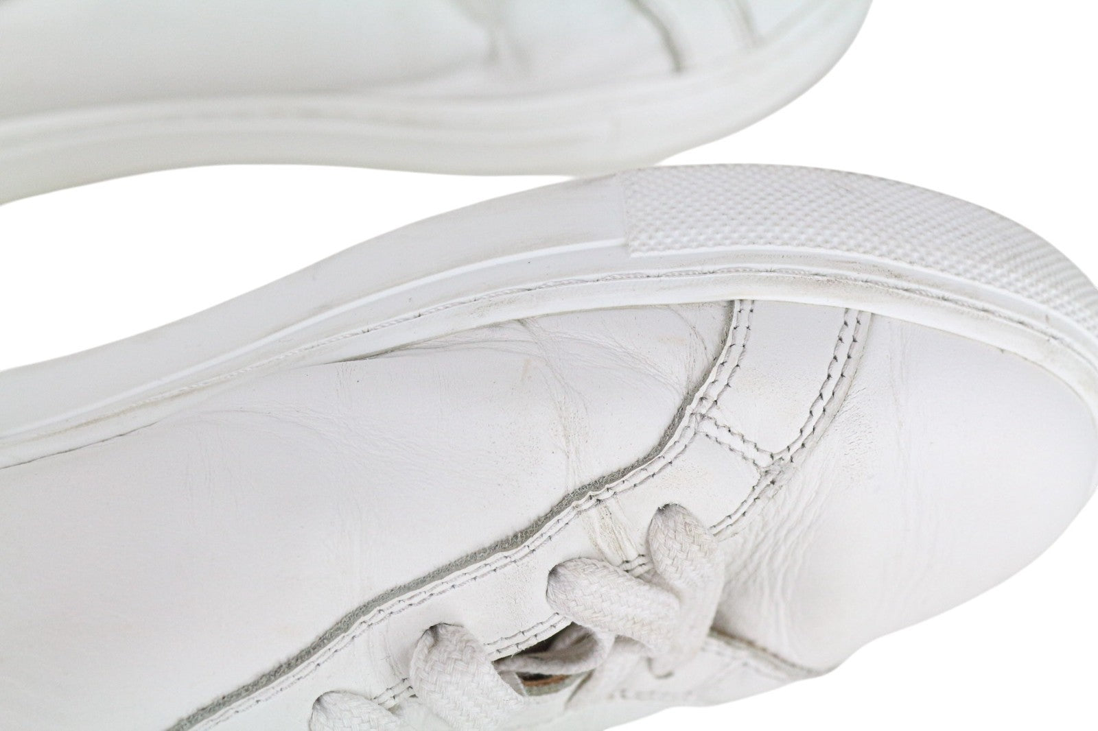 SUITSUPPLY Men Sneakers EU42 Solid White Smart Calf Leather Lace-Up Low-Top