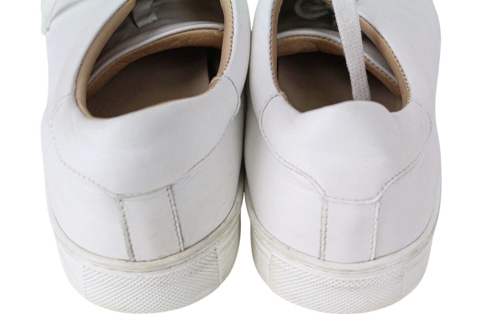 SUITSUPPLY Men Sneakers EU42 Solid White Smart Calf Leather Lace-Up Low-Top