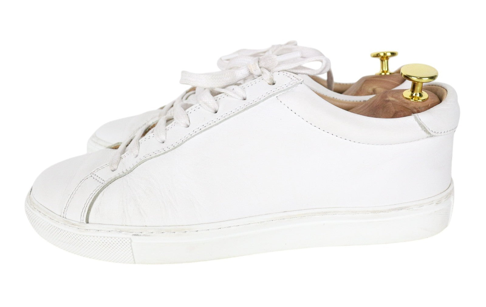SUITSUPPLY Men Sneakers EU42 Solid White Smart Calf Leather Lace-Up Low-Top